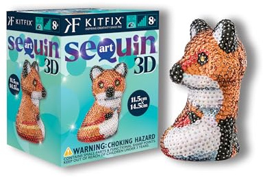 Kitfix - Sequin Art 3D - Creative Set - Craft Kit for Adults, Teenagers and Children Aged 8+ (Fox)