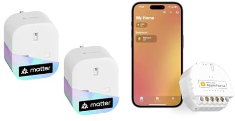 Meross Matter Smart Plug Mini with Energy Monitoring, Works with Apple HomeKit, Alexa, Google Home & Smart Light Switch Module, DIY Wall Switch Module, Wireless Relay Smart Switch