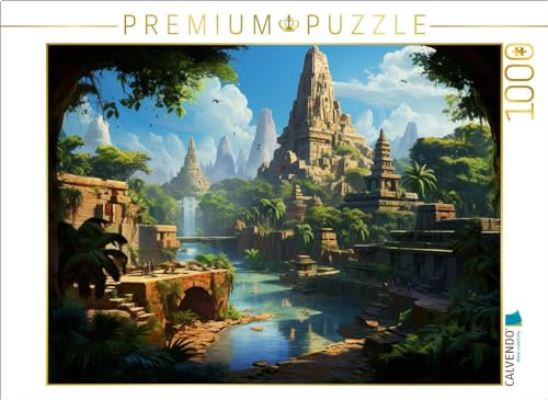 CALVENDO Puzzle Fantasievolle Pyramidenstadt in Südamerika - Maya Inka | 1000 Teile Lege-Größe 64 x 48 cm Foto-Puzzle für glückliche Stunden