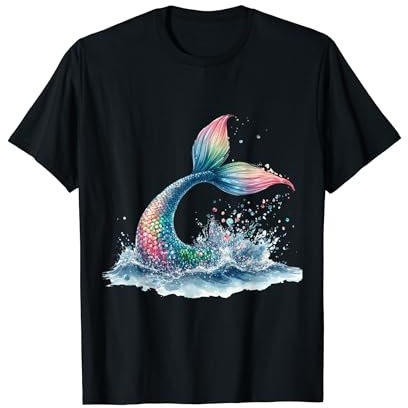 Meerjungfrau Ocean Splash Regenbogen Schwanz Meer Meerjungfrauen Flosse T-Shirt