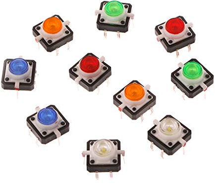 10 Pcs LED Light Momentary Tactile Tact Push Button Switch 12x12x7.3mm 5 Colors Nvr Switch On Off Switch Power Switch Manual Transfer Switch Router Tables Woodworking Router Table Electrical Equipment