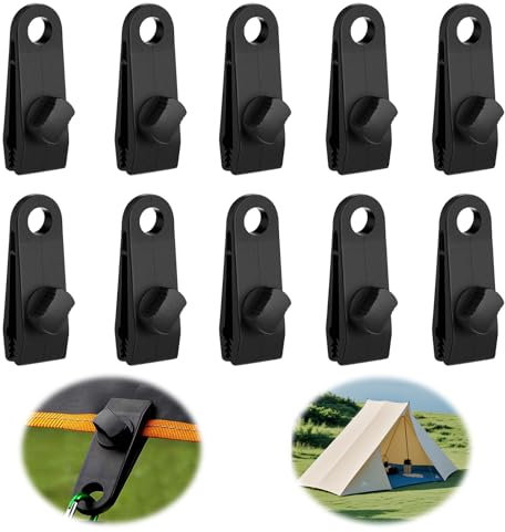 HHXUUAN 10 Clip per Teloni, Morsetti Resistenti, Campeggio Morsetti per Tende da Sole Multifunzione, Fissaggio per Barche, Tende, Gazebo, Teloni, Fune e Striscioni (10 pcs clip per teloni)