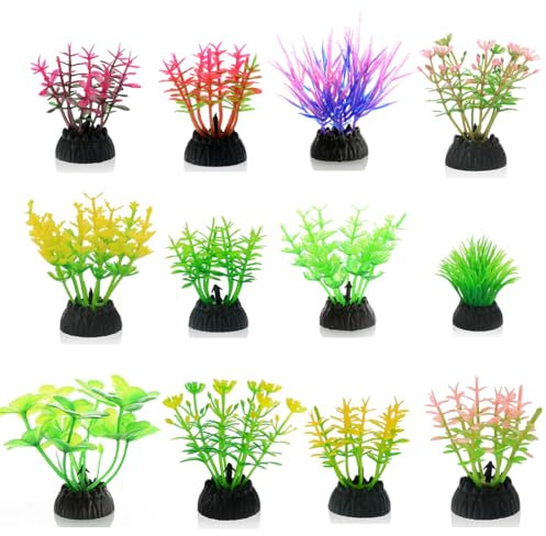 SUJEBKC 12 Pcs Decoracion Acuario Plantas Acuario Decoración Pecera Decoración Para Acuario Plantas Artificiales De Acuario Plástico Plantas Acuáticas Plantas Plástico Peceras