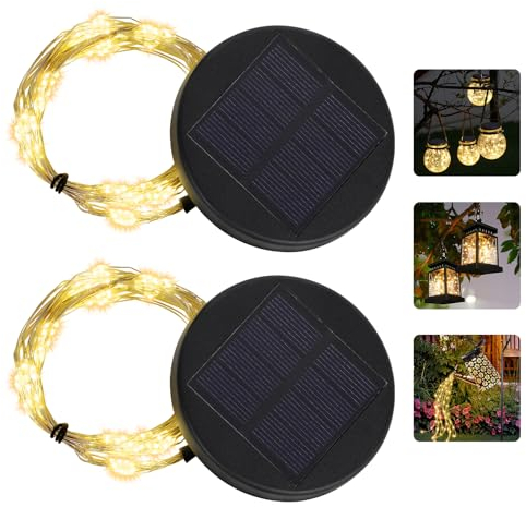 Lámparas solares de repuesto con cadena de luces para jardín: 8 cm luces solares piezas de repuesto para farolillos exteriores con IP65 resistente al agua cadena de luces LED de alambre de cobre