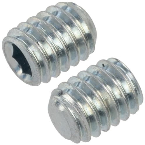 AERZETIX - NV18795 - Juego de 12 Tornillos prisioneros sin cabeza M4x5mm con punta plana - huella HEX2 a 6 lados hueca - en acero - color plata