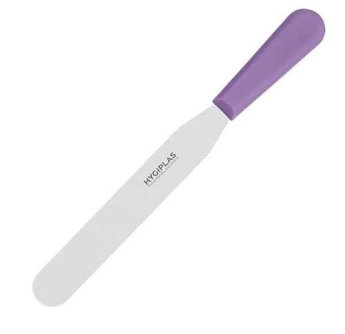 Hygiplas Palette Knife Purple - 8 | Flexible blade offers excellent control for smoothing icing or scraping, helping to prevent cross-contamination.