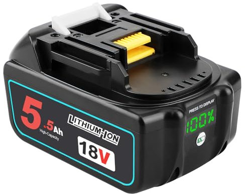 Batterie 18V 5500mAh Kompatibel für Makita Akku 18V Lithium-ion Akku BL1830 BL1840 BL1840B BL1850 BL1860 BL1860B 194204-5 LXT-400 mit LED-Anzeige