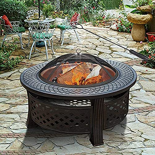 LYFDPN Foyers de Jardin avec Barbecue, Barbecue au Charbon de Bois, Chauffage de terrasse, Foyer en métal, Combustion au Bois, foyers extérieurs