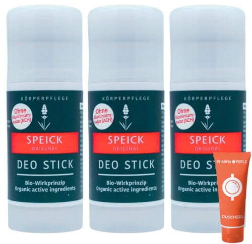 Speick Original Deo Stick 3x 40 ml I Natürlicher Schutz mit Salbei und Speick-Extrakt I Bio-Wirkprinzip I Deodorant ohne Aluminiumsalze I für alle Hauttypen I Spar-Set plus Pharma Perle give-away