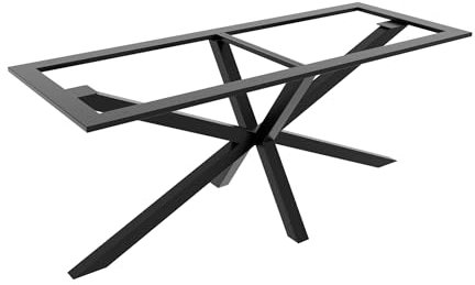 MetaloPro Pied de table Acamar Frame - Cadre de table moderne en métal en forme d'araignée - Structure en acier noir de style industriel pour salle à manger et bureau - 180 x 70 x 74 cm