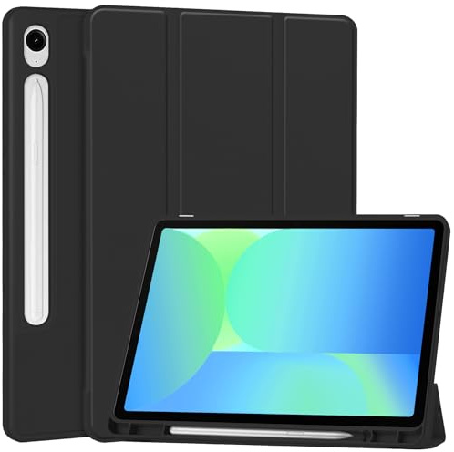 PCXFCASE Case for Samsung Galaxy Tab S10 FE / S9 FE 10.9-Inch,Slim Stand Tri-Fold Stand Auto Wake Sleep Protective Tablet Cover with S Pen Holder (balck)