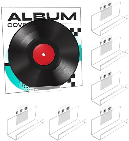 Dmnnlp 6 Pack Schallplatten Wandhalterung Mit Klebstoff, 10x3x4cm Acryl klar Vinyl Wandhalterung für Cd Display in Home Office