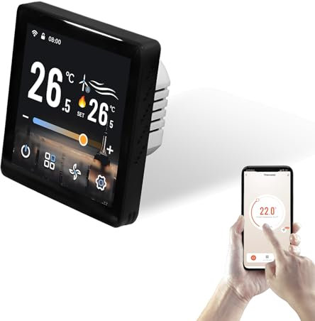 Qiumi Termostato Inteligente para Sistemas de Aire Acondicionado Central VRF/VAR | Pantalla táctil antihuellas de 4 | Control de la aplicación Zigbee y Tuya | Zigbee se Necesita Puerta de Enlace