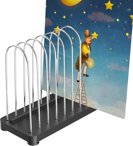 Register – 10-stöckiger Metalltisch und Register | Eleganter Schreibtisch-Organizer für Vinyl, Zeitungen, Notizbücher, Bücher und Dokumente