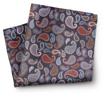 THE SAVILE ROW COMPANY LONDON Men's Silk Pocket Square Handkerchief - Navy Paisley