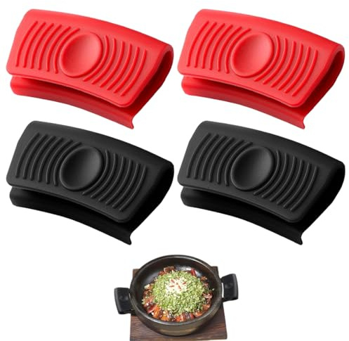 Presine in Silicone per Pentole, 4 Pezzi, Manico Silicone Presine, Presine Cucina Antiscivolo, Maniglie Assist per Pentole, Protezione per Dita da Forno, per ciotole in ghisa, padelle da cucina