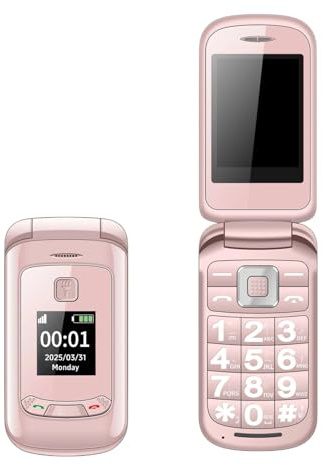 XUMIUZIY 2G Flip Phone, Dual SIM Card Unlocked Mobile Phone with Large Buttons SOS Key Flashlight, for Seniors Elderly Hearing Impaired GSM 900 1800MHz