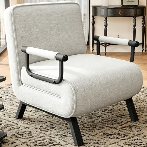 Hawthyhome Schlafsessel 4 in 1 Schlafsofa mit Bettfunktion 57cm Grau | Platzsparendes Gästebett,Relaxsessel mit Verstellbare Rückenlehne,Metallrahmen,Chenille,Wohnzimmer,Schlafzimmer