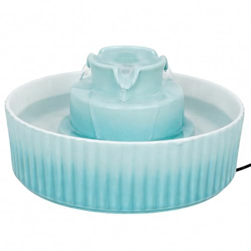 waatoos Fuente de agua de cerámica para gatos, fuente de agua para mascotas de 2.1 L/71 onzas para gatos y perros, fuente automática para mascotas, sistema de doble filtración, fácil de limpiar, agua