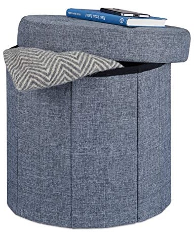 Relaxdays Sitzhocker mit Stauraum Größe M, Fußhocker mit Deckel, Polsterhocker zur Aufbewahrung, 38x38x38 cm, dunkelgrau