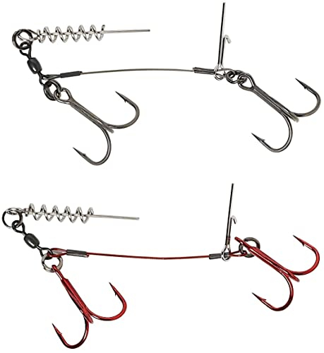 Savage Gear Carbon 49 Corkscrew Stinger - 2 Stingerhaken Systeme, Länge/Größe/Tragkraft:ca. 8cm / Gr. 2/0 / 31kg