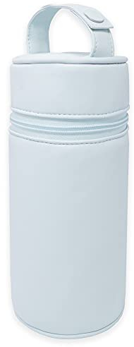 Duffi Baby Termo porta biberon polipiel bebe. Bolsa termica portabiberon caliente y frio. Funda isotermica para biberones o termo portatil. Cremallera y asa. Limpieza facil. Color Azul