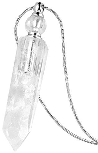 Nupuyai Essential Oil Diffuser Aromatherapy Necklace, Irregular Healing Crystal Point Stone Perfume Pendant with Long Chain, 70cm Rock Crystal