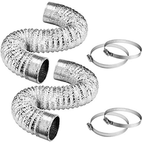 VIVOSUN 2er-Packung 15cm 7,6m Flexibler Luftkanal aus Aluminium für Belüftung, Inklusive 4 Schlauchschellen aus Edelstahl, Mehrschichtiges Schlauch Ventilationsset für Ventilatorsystem, HVAC-Lüftung