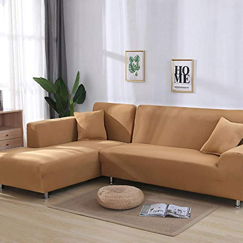 LINWX Graue Farbe Eng gewickelter Sofabezug Elastischer Sofabezug Wenn L-förmiges Ecksofa Capa De Sofa, Camel, 2-Sitzer und 2-Sitzer