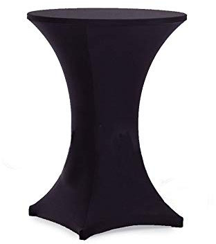 Yahpetes Stuhlhusse, 1 Stück, Cocktail-Tischdecke, 61 x 109 cm, rund, Elastan, Lycra, Stretchbezug, Tischdecke für Bartisch, Hochzeitstisch, Cocktailtisch schwarz