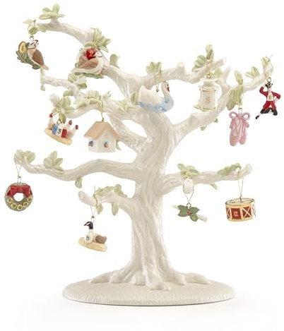 Lenox 884225 Dekofigur mit Baum und zwölf Weihnachtstage, 12-teilig