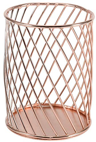 Hollow Out Metal Pen Holder Pen Pot Desk Organiser Makeup Brushes Holder for Office Gold Rose Gold(Rose Gold)
