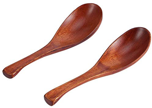 Soup Spoon, MAGT 2pcs Wooden Short Handle Spoon for Household Kitchen