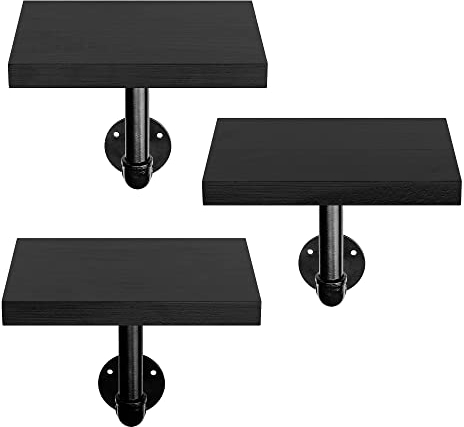Navaris Wandregal Regal aus Holz und Metall - 3er Set Schweberegal Hängeregal - Ablage für Bilderrahmen Deko Bücher Blumentopf - einfache Montage