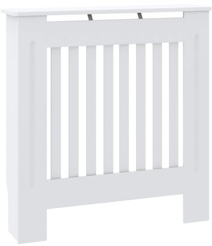 vidaXL Heizkörperverkleidung mit vertikalen Latten Heizungsabdeckung Heizungsverkleidung Heizkörperabdeckung Heizung Abdeckung Heizkörper MDF Weiß 78cm