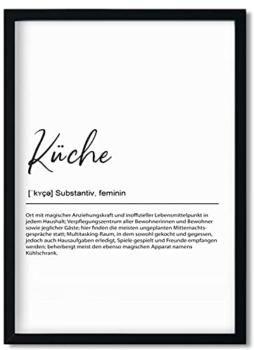 Urhome Kunstdruck Definition Küche ohne Bilderrahmen in DIN A4 - Worterklärung wie im Duden Lexikon Wandbild Wanddeko mit Spruch für Wohnung Familie Freunde Geschenk