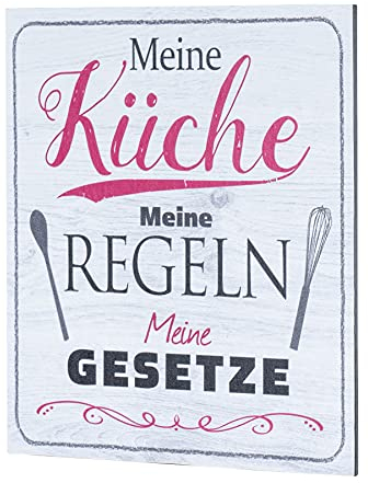 Wandbild 20x20cm Küche Küchenschild Spruch Regeln Deko Wandschild Bild Schild Wanddeko