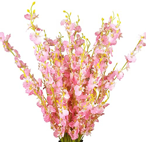 Künstliche Blumen Orchideen Seide Fake Blumen in Großpackung, 12 Stück (97,8 cm), für Hochzeit Festliche Party Home Office Dekoration, Vase nicht im Lieferumfang enthalten