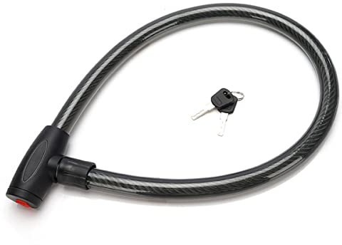 Candado para bicicleta de moto, diámetro 25 mm, largo 100 cm, con cable de acero trenzado, revestimiento de goma transparente, peso 1 kg