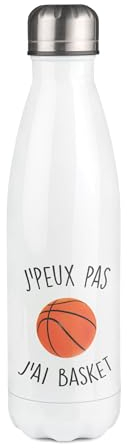 Bouteille Isotherme blanche au motif J'peux pas basketball