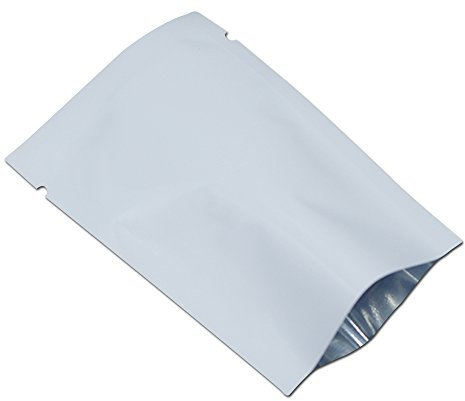 500 Stück weiße metallische Mylar-Folie oben verschließbare Beutel 5,1 x 7,1 cm (4,1 x 6,1 cm Innengröße) Vakuum-Heißsiegelbeutel für Lebensmittelaufbewahrung, Verpackung mit Reißkerben