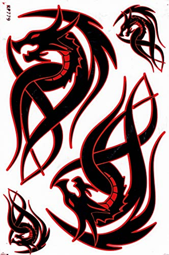 1 Bogen - Drache Drachen schwarz rot Sticker Motorsport Motocross Auto Tuning Aufkleber Folie 1 Blatt 270 mm x 180 mm wetterfest oder auch für Modellbau