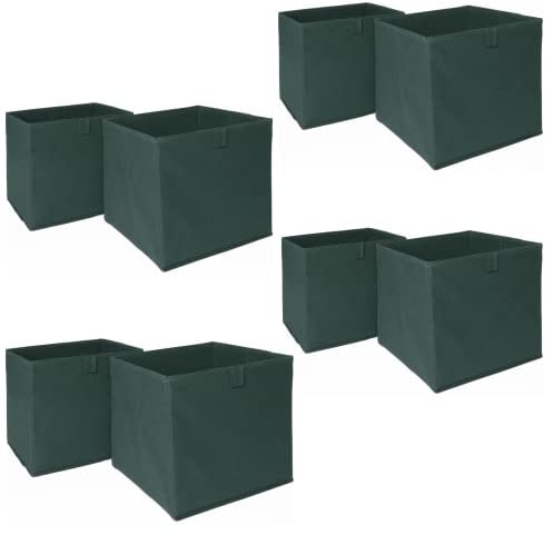 OHS Set of 8 Fabric Storage Boxes Home Organiser Toys Clothing Bathroom Pop Up Collapsible Foldable Cube Box, Forest Green