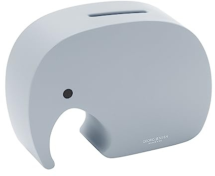 Georg Jensen Miniphant Kinder Elefantenförmige Spardose in Blaubeere Streusel - Edelstahl Bargeldaufbewahrungsbehälter - Entworfen von Jørgen Møller