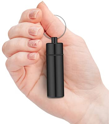 Portable Mini Travel Pill Box Medicine Vitamin Holder Case Bottle Container Organizer Dispenser Reminder - Refillable for Travel - Black