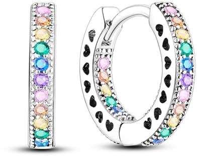 QIKAOLA 925 Sterling Silber Ohrringe für Frauen bunte kleine Hoop Huggie Ohrringe