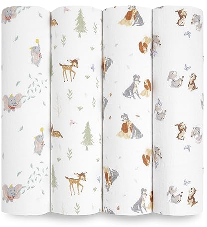 aden + anais™ Essentials Baumwoll-Musselin-Pucktuch Disney + Friends in 4er-Packung