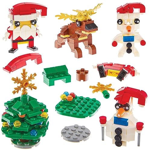 Baker Ross FX925 Kits de briques de construction de Noël - Lot de 4, pour remplir les sacs de Noël et les bas de Noël des enfants