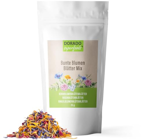 Bunte Blütenmischung Mix Essblüten 25 g | Rosenblüten Ringelblumenblüten Kornblumenblüten - Dorado Superfoods®