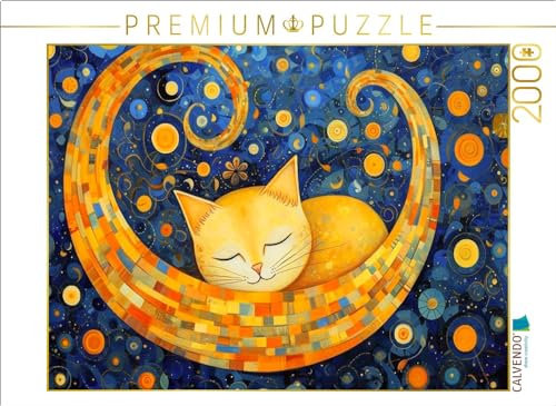 CALVENDO Puzzle Katze im Stil von Gustav Klimt | 2000 Teile Lege-Größe 90 x 67 cm Foto-Puzzle für glückliche Stunden